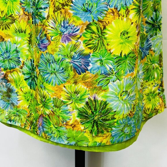 Kelly and Diane Floral Slip Dress Size 2 Green Blue Spaghetti Strap Back Zip - Picture 9 of 13